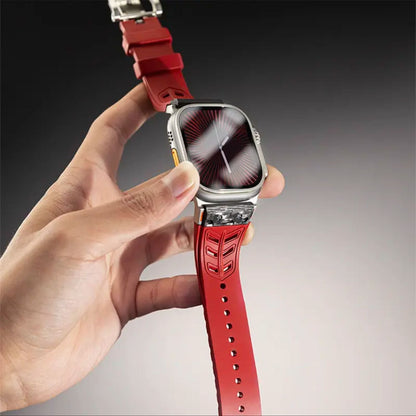 Luxury FKM Silicone Strap With Titanium Buckle For Apple Watch
