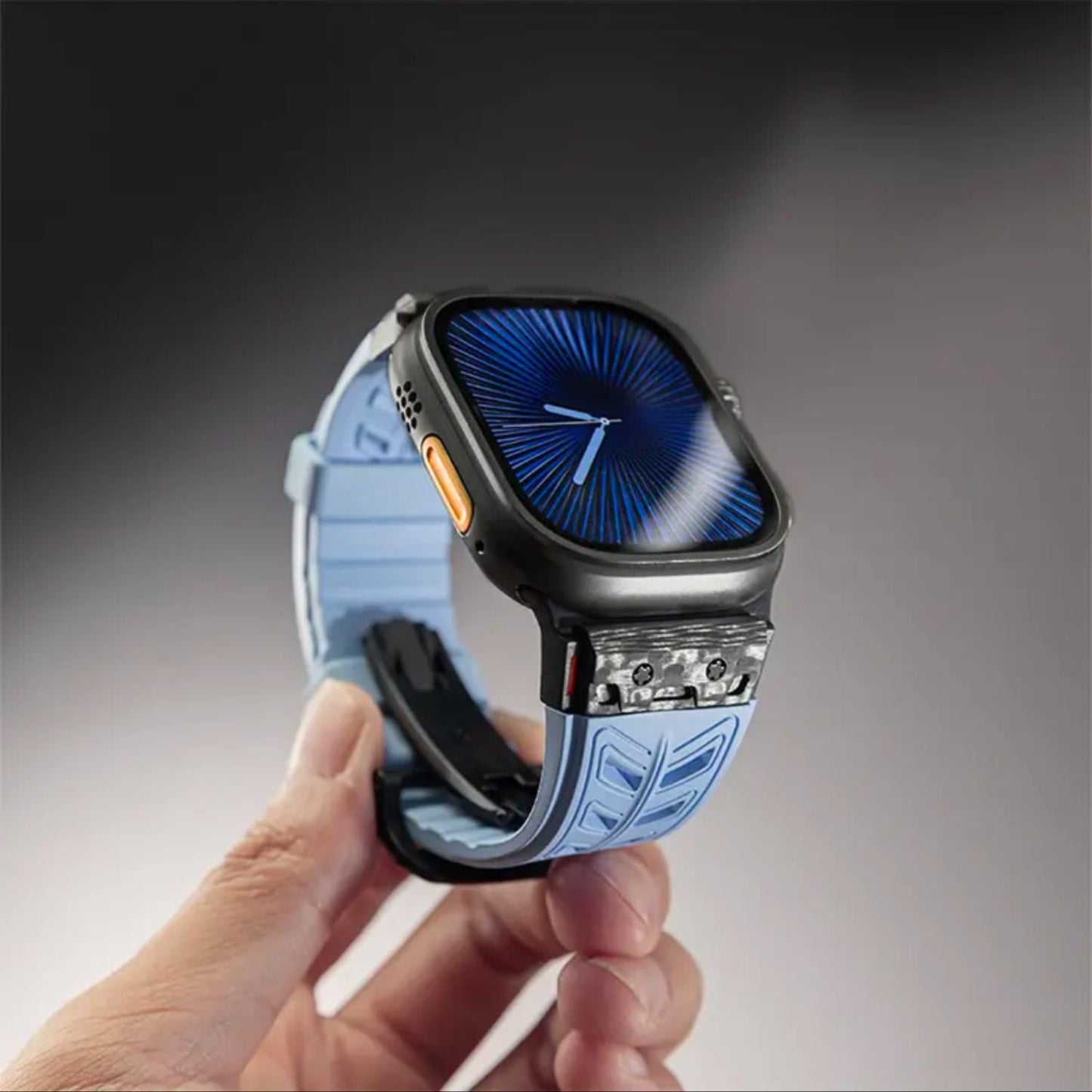 Luxury FKM Silicone Strap With Titanium Buckle For Apple Watch