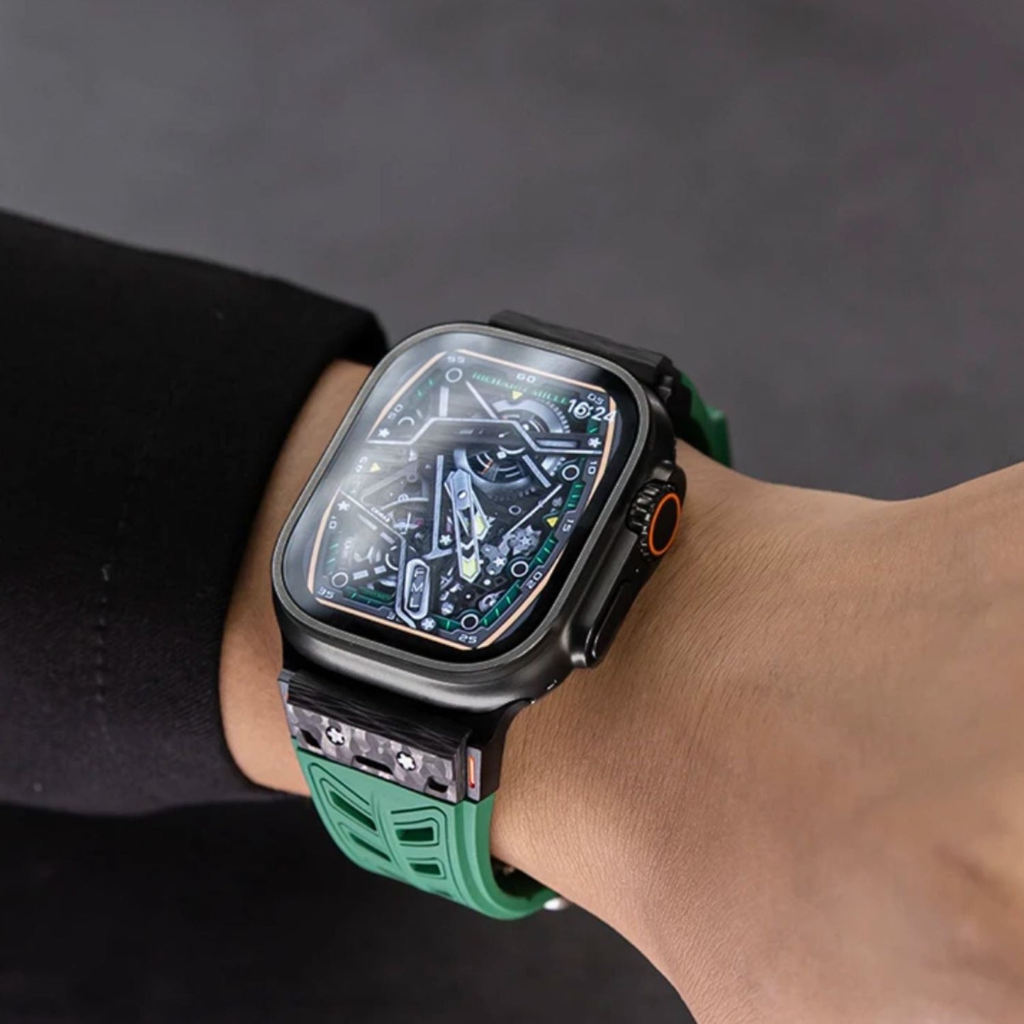 Luxury FKM Silicone Strap With Titanium Buckle For Apple Watch