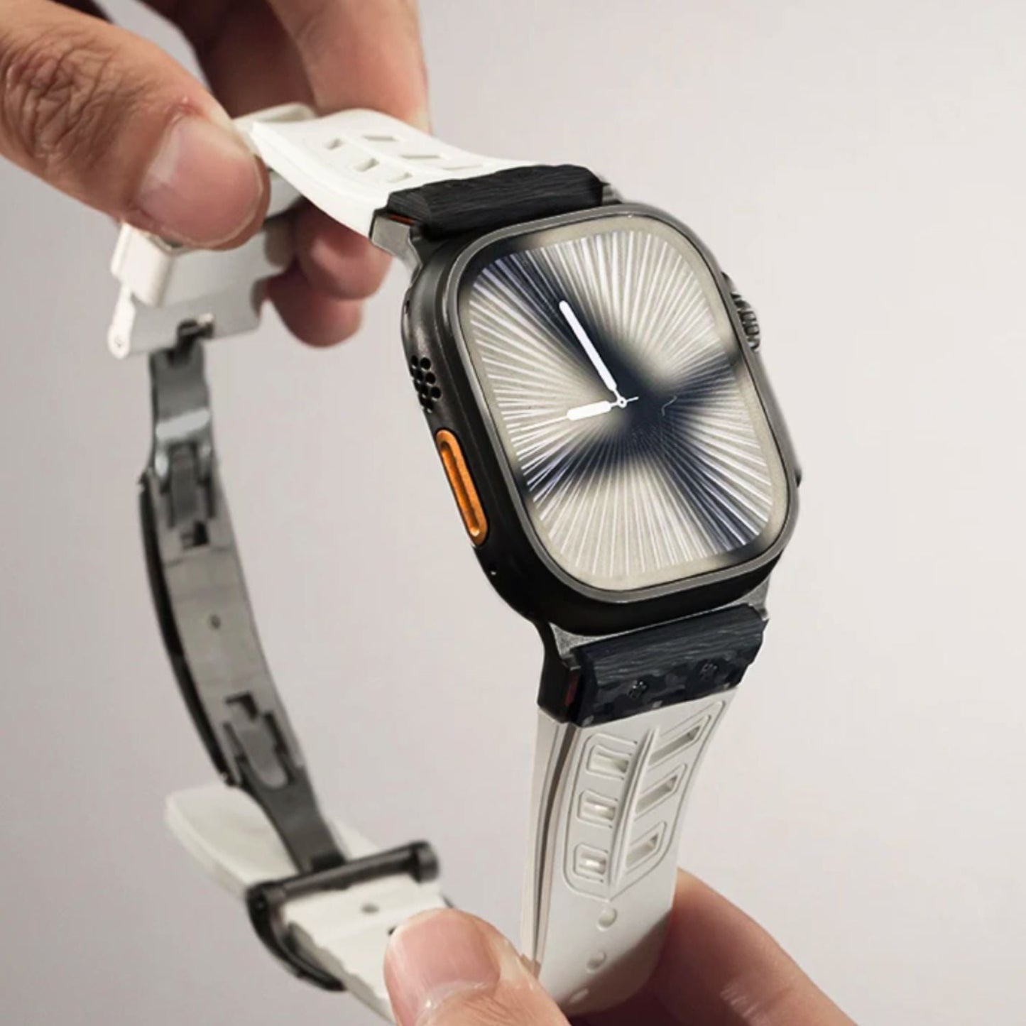 Luxury FKM Silicone Strap With Titanium Buckle For Apple Watch