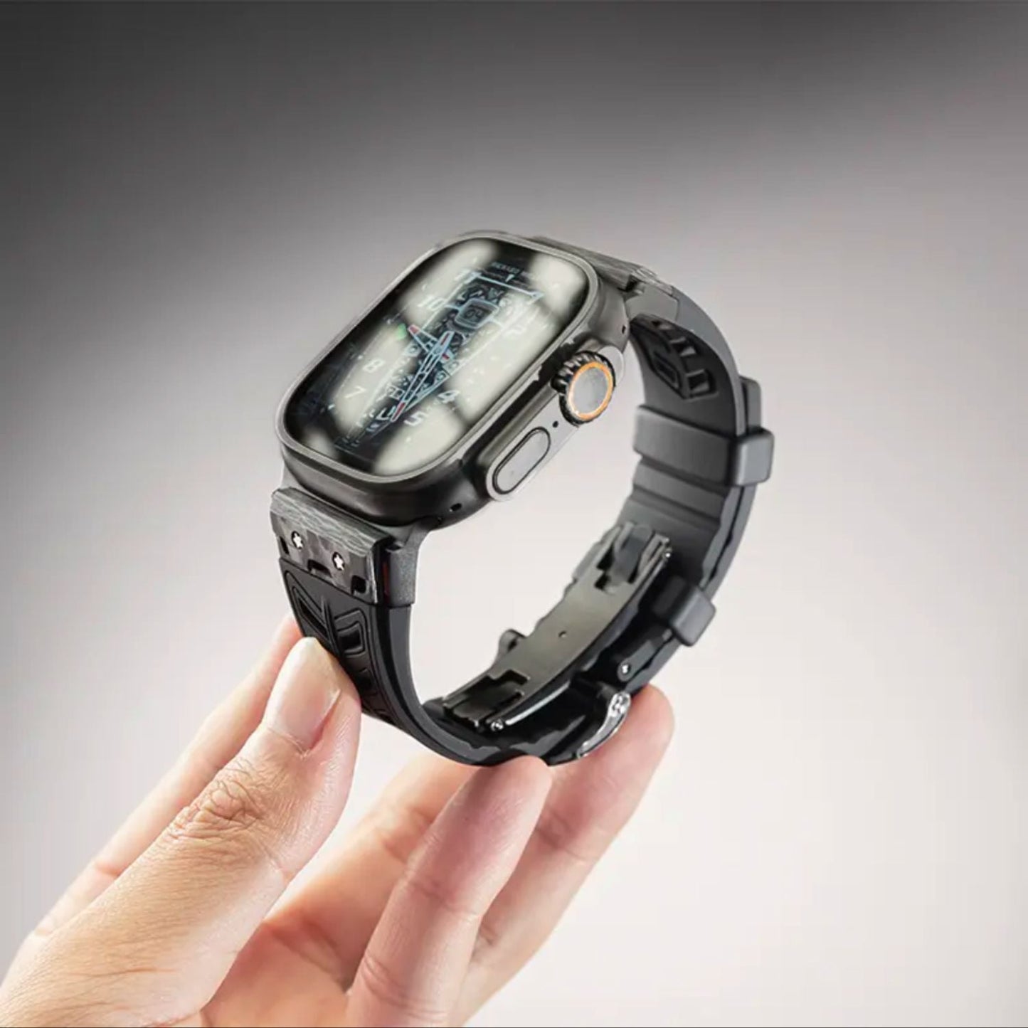 Luxury FKM Silicone Strap With Titanium Buckle For Apple Watch