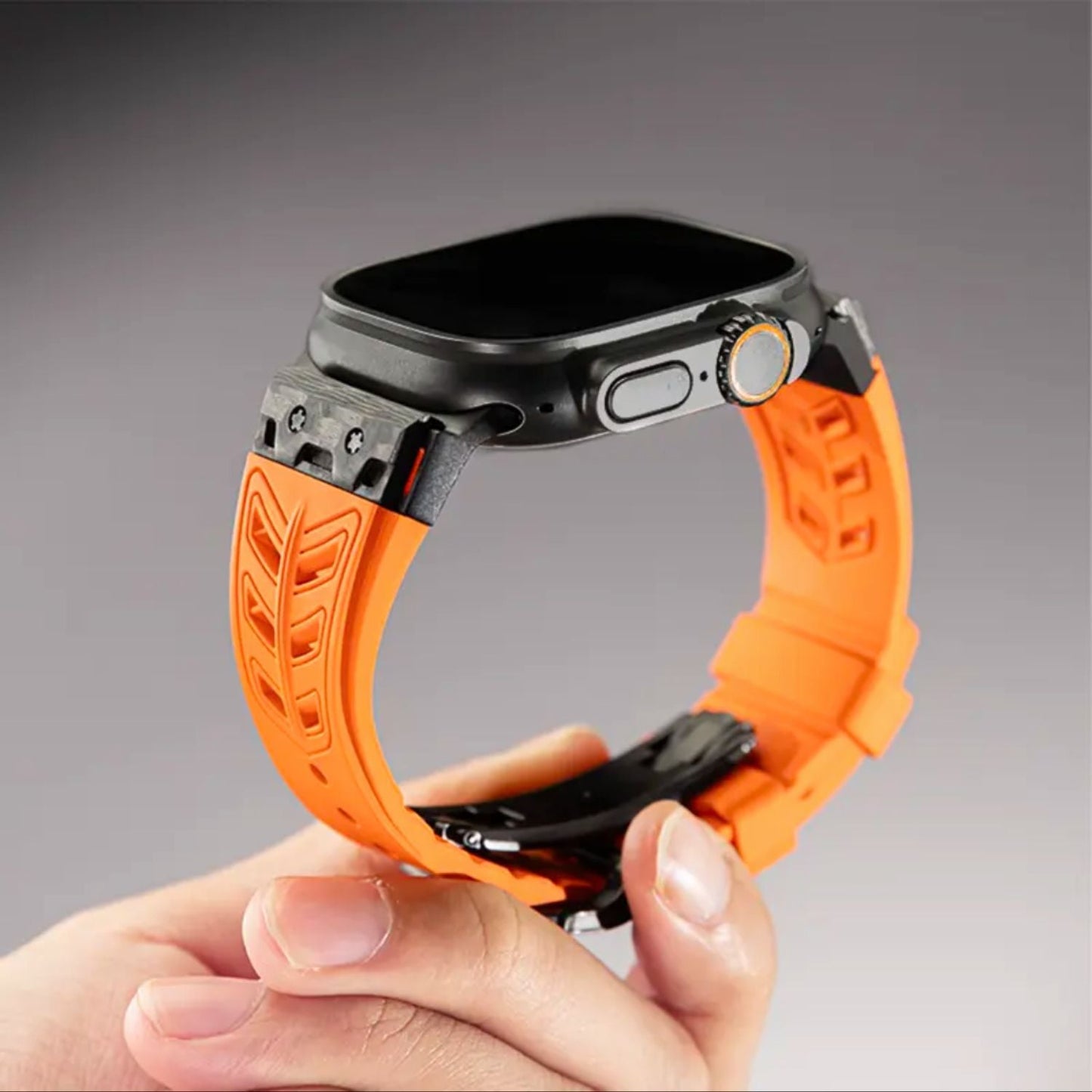 Luxury FKM Silicone Strap With Titanium Buckle For Apple Watch