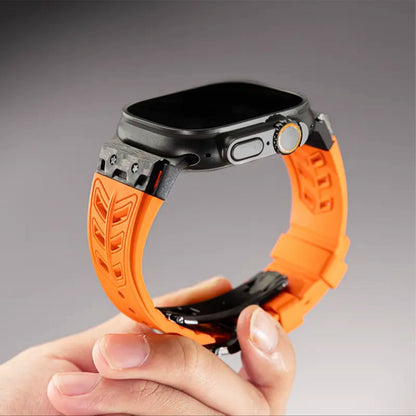 Luxury FKM Silicone Strap With Titanium Buckle For Apple Watch